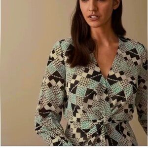 Reiss Livinia Multi-Geo Print Contemporary Career Shirt Top Size  10